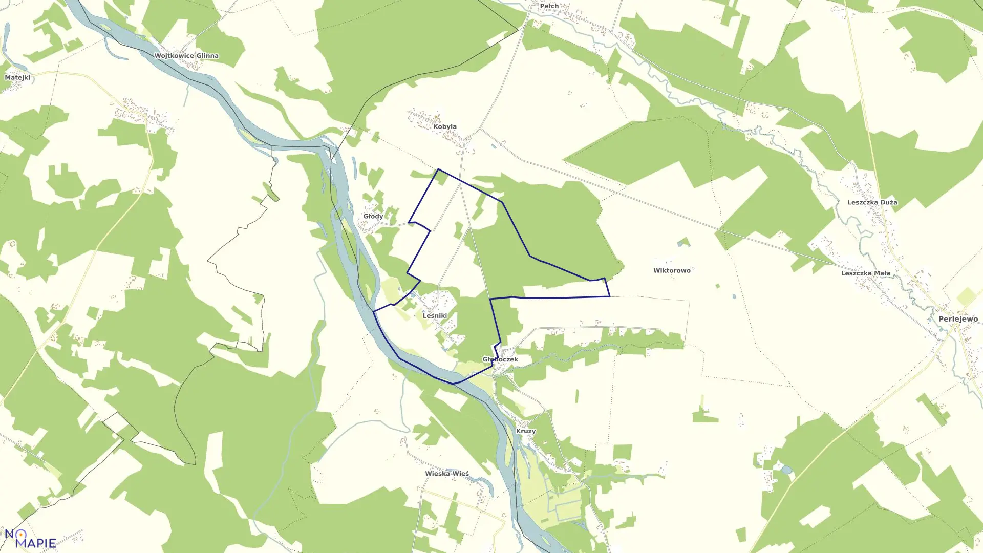 Mapa obrębu LEŚNIKI w gminie Perlejewo