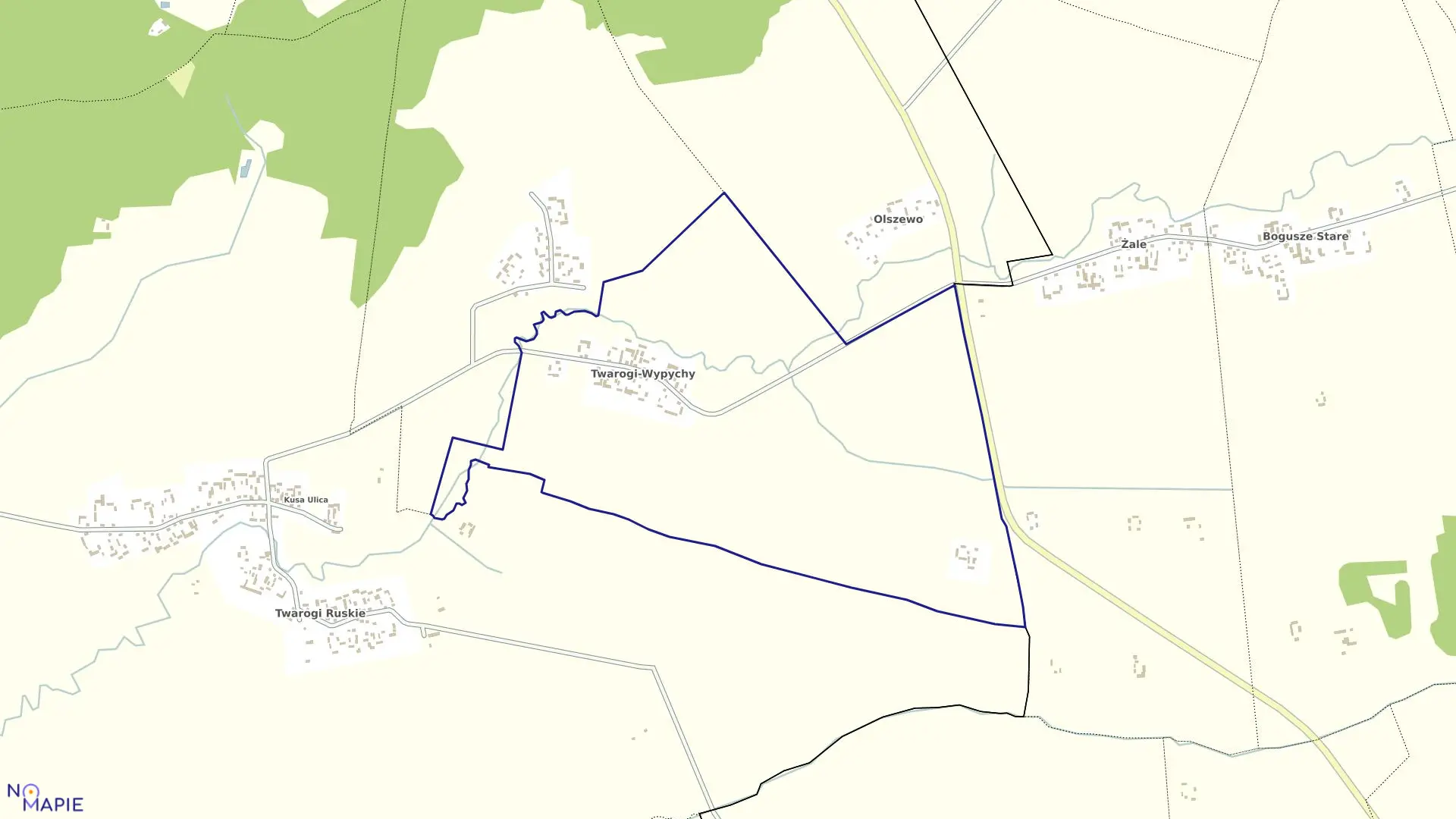 Mapa obrębu TWAROGI WYPYCHY w gminie Perlejewo